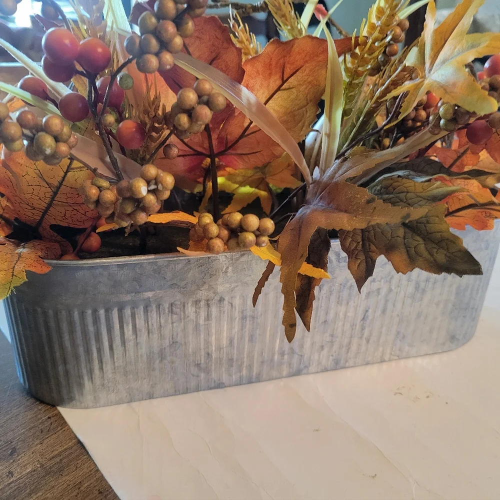 Autumn Harvest Centerpiece with Pumpkins and Leaves